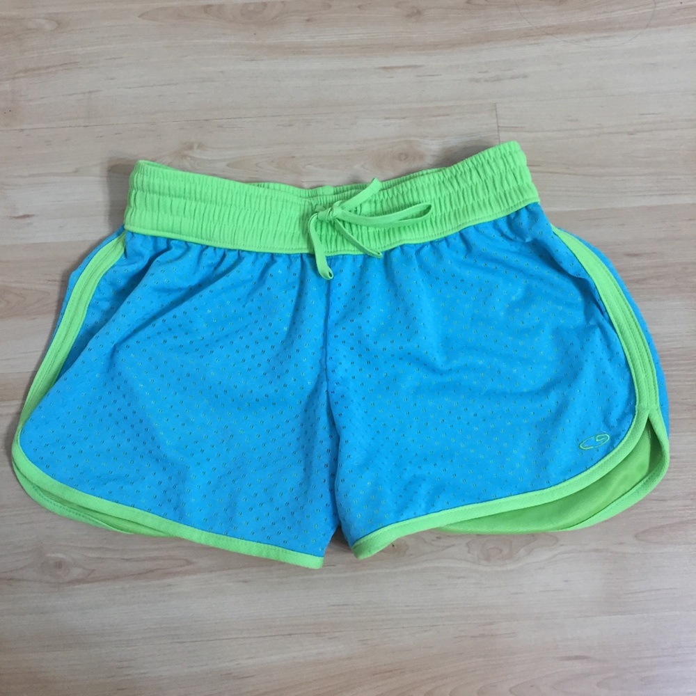 Turquoise Mesh Workout Shorts